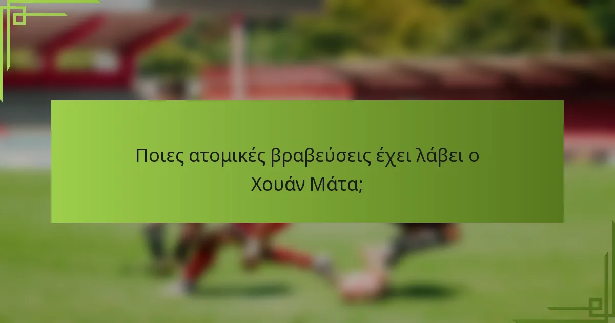 Ποιες ατομικές βραβεύσεις έχει λάβει ο Χουάν Μάτα;