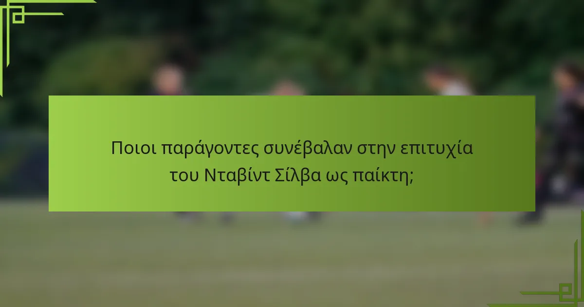Ποιοι παράγοντες συνέβαλαν στην επιτυχία του Νταβίντ Σίλβα ως παίκτη;